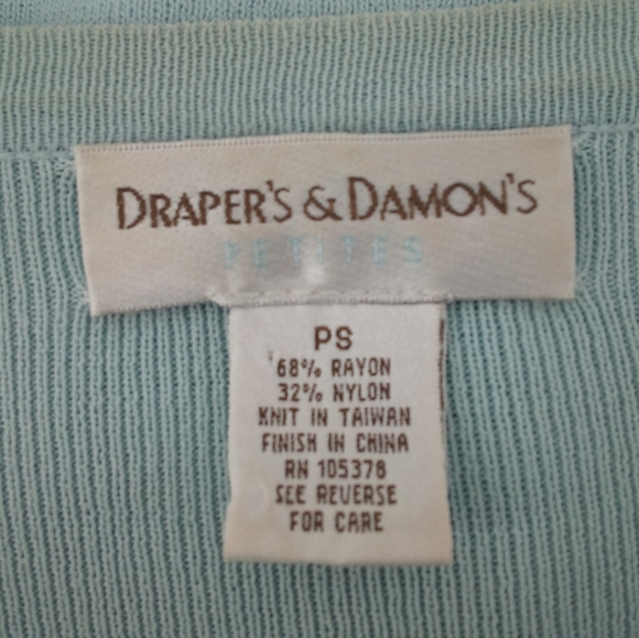Draper's & Damon's Baby Blue Beaded Flower Ribbed Button Cardigan S Career - Picture 2 of 8
